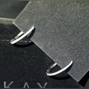 Kay Jewelers Sparkling Silver Genuine Diamond Hoop Earrings